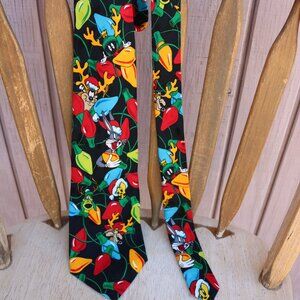 Mens Christmas Lights Looney Tunes Tie 58''
